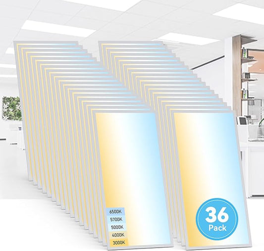AIKVSXER 36 Pack 2x4 LED Flat Panel Light - Selectable 5 CCT 3000K-6500K & 5 Wattage 30-70W 7700Lm 0-10V Dimmable 2x4 led Drop Ceiling Lights 120-277V for Commercial and Home