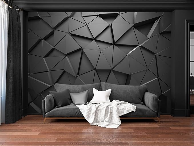 Cliouar-Black Geometric Figures 3D Wallpaper Mural 182" x 122"(Not Self-Adhesive)