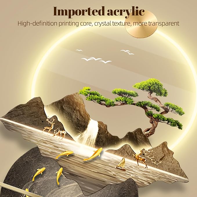 LED Light Decor Wall Art, 3D Art Wall Decor with Light, Decors Walls Sculptures Large 3D Art, Decors Walls Sculptures Lighting Modern, Plug-in Power Supply, Gold B, 23x53in