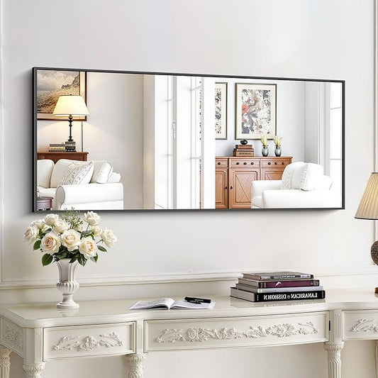 KOCUUY Black Bathroom Mirror, 20x48 Inch Rectangle Mirror for Over Sink, Modern Decorative Wall Mirror for Bedroom Living Room Bathroom, Hang Horizontal/Vertical
