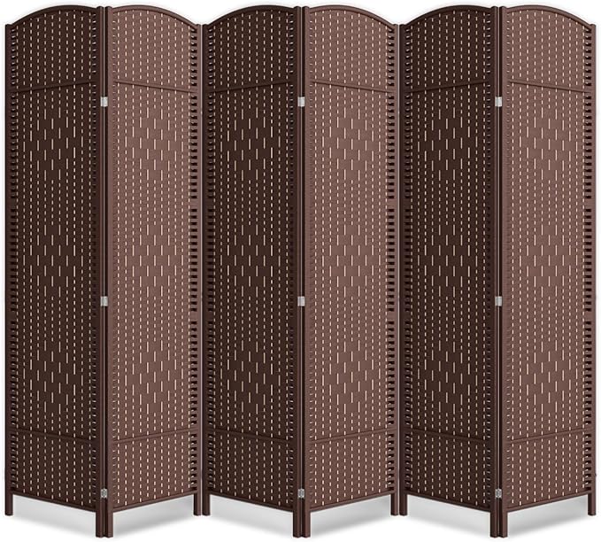 6 Panel Room Divider,6Ft Folding Privacy Screen,Tall - Extra Wide Foldable Panel Partition Wall Divider with Diamond Double-Weaved Hand-Woven Design Room Screen Divider