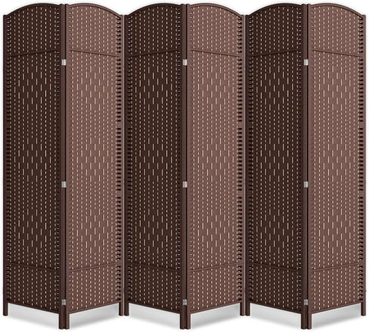 6 Panel Room Divider,6Ft Folding Privacy Screen,Tall - Extra Wide Foldable Panel Partition Wall Divider with Diamond Double-Weaved Hand-Woven Design Room Screen Divider