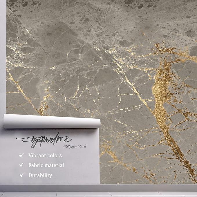 -Gold Abstract Marble Texture Bedroom Wallpaper XT15 S 100" x 65"