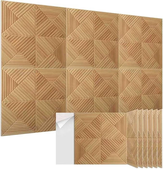 6 Pack Large Acoustic Panels,23.6 x 23.6 Inches Soundproof Wall Panels,Decorative Sound Panels,Self-Adhesive Acoustic Wall Panels,Decorative Soundproof Panels for Home Studio Office,Log color
