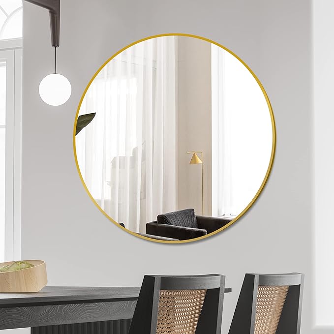 Bathroom Mirrors for Wall,Gold Frame Mirror,26'' Round Circle Mirror for Entryway Bedroom Vanity(26'',Gold)