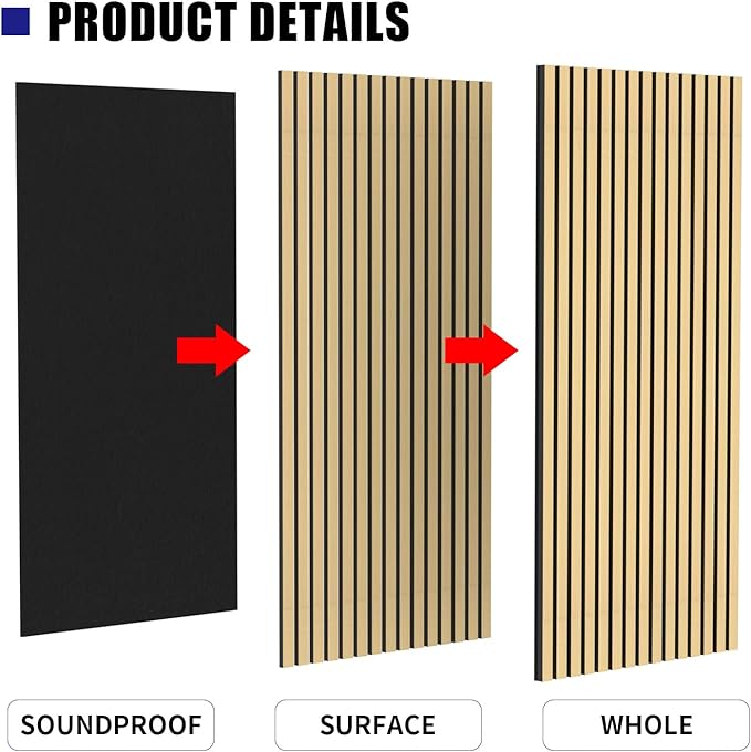 2 PCS Wooden slats Sound-Absorbing Panels, 3D Groove Wood Grain Sound Absorbing Panels, Stylish Decoration, Significant Noise Reduction Effect, Suitable for Walls and Ceilings (White Elm)