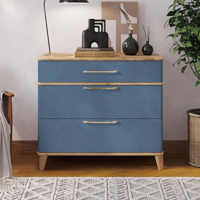 Blue Wallpaper Grasscloth Peel and Stick Wallpaper 17.7inch x 196.8inch Textured Wall Paper Stick and Peel Blue Contact Paper Grasscloth Faux Linen Removable Navy Waterproof Self Adhesive Vinyl