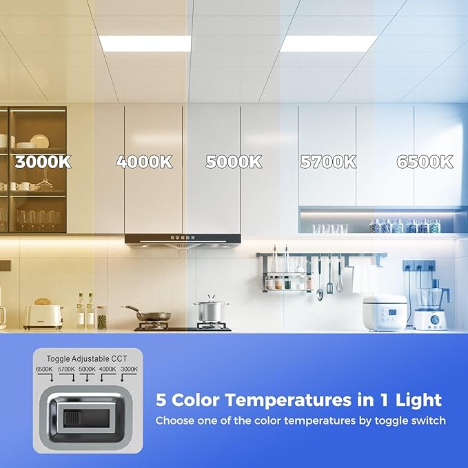 AIKVSXER 12 Pack 2x2 LED Flat Panel Light, Flush Mount Ceiling Light Kitchen Lighting Fixtures,Bright 6500LM,0-10V Dimmable,Switchable 3000K/4000K/5000K/5700K/6500K, 30W/35W/40W/45W/50W