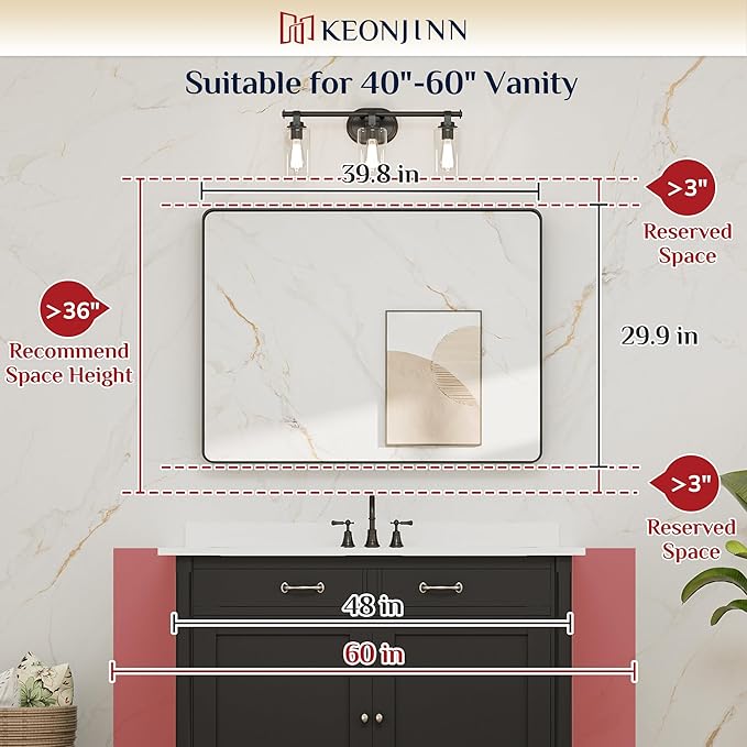 Keonjinn Gold Bathroom Mirrors for Over Sink, 40” x 30” Brushed Brass Mirror, Large Rounded Rectangle Gold Vanity Mirror with Metal Frame, HD Tempered Glass Modern Wall Mirror(Horizontal/Vertical)