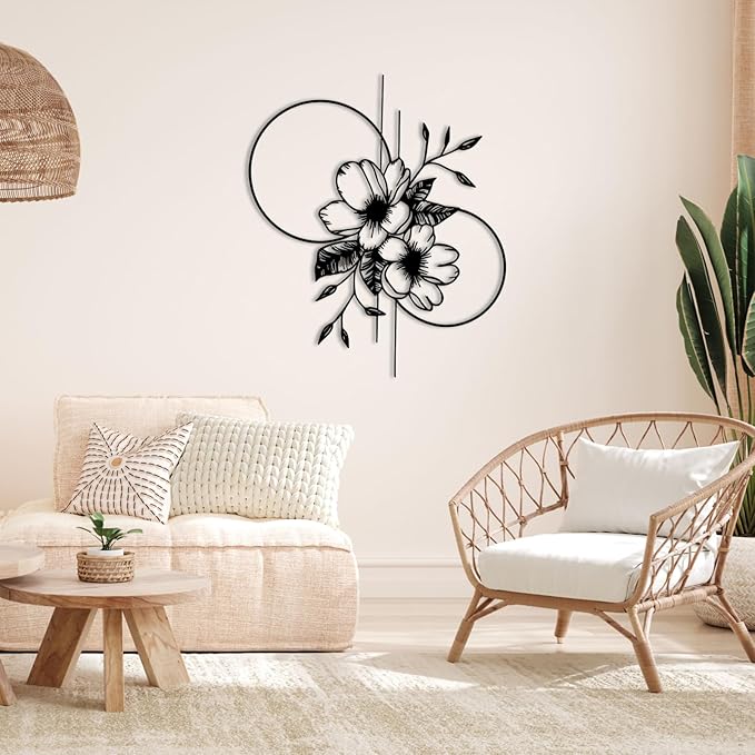 Metal Flowers Wall Decor, Metal Flower Wall Art, Metal Floral Wall Decor, Flower Art Wall Decor, Wall Flowers Wall Decor, Metal Flowers, Wall Hangings for Living Room, Bedroom (Gold, 19x16in|47x40cm)