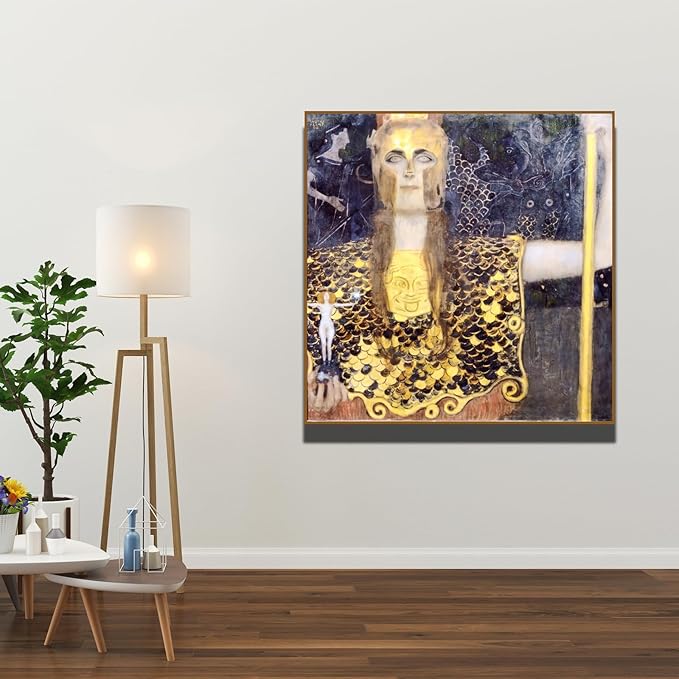 OKRA Gustav Klimt Pallas Canvas Wall Art - Athene Portrait Poster - Mythological Picture - Girls Room Decor Poster - Great Wall Decor for Gallery Campus Bedroom - Unframed