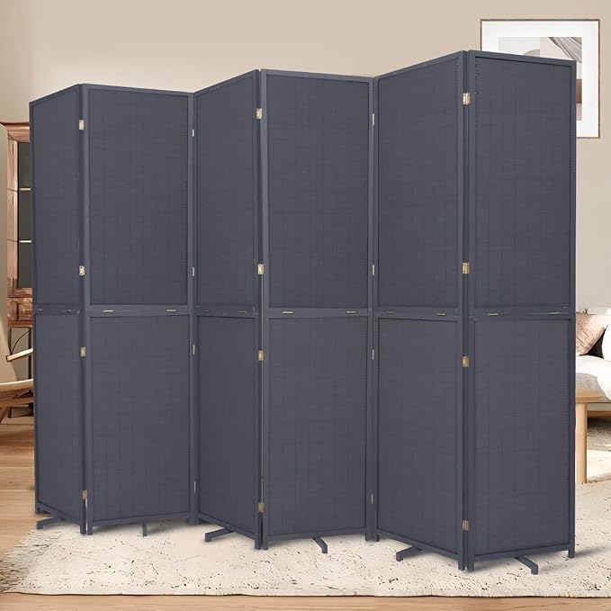 Bamboo Room Divider 6 Panel Wall Divider, 106'' W x 67'' H Folding Design with Extra Stable Base, 100% Bamboo Room Divider Screen for Room Separation, Chinese Room Partitions and Dividers Freestanding