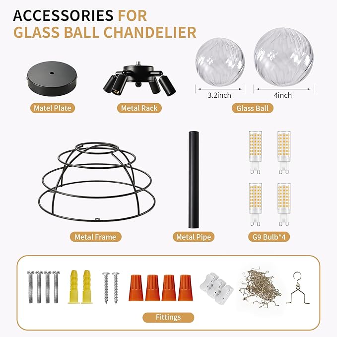 Bubble Ball Semi Flush Mount Ceiling Light Fixture,Dia 20 Inch Bubble Close to Ceiling Light Fixtures,Black Glass Crystal Semi Flush Light Fixture