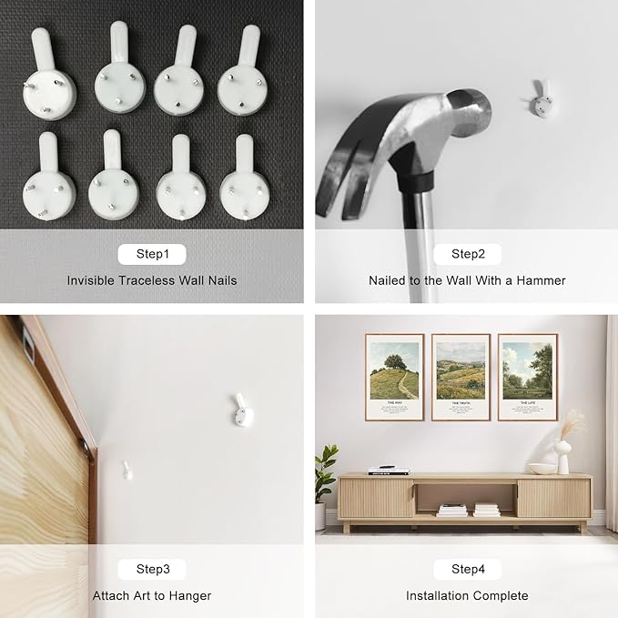 LHIUEM Christian Bible Verse Framed Canvas Wall Art,Vintage Jesus Wall Decor,Religious Scripture Landscape Painting,Natural The Way The Truth Artwork for Living Room,Bedroom,Dining Room -16"x24"x3