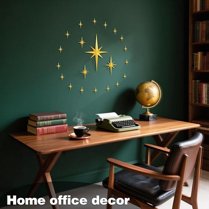 9 Pcs Mid Century Modern Decor,3D Star Art Wall Sculpture,Vintage Starburst Wall Decor,Star Hanging Sculptures Modern Celestial Home Decor,Retro Decor for Living Room Bedroom Front Door Home (9 Pcs)