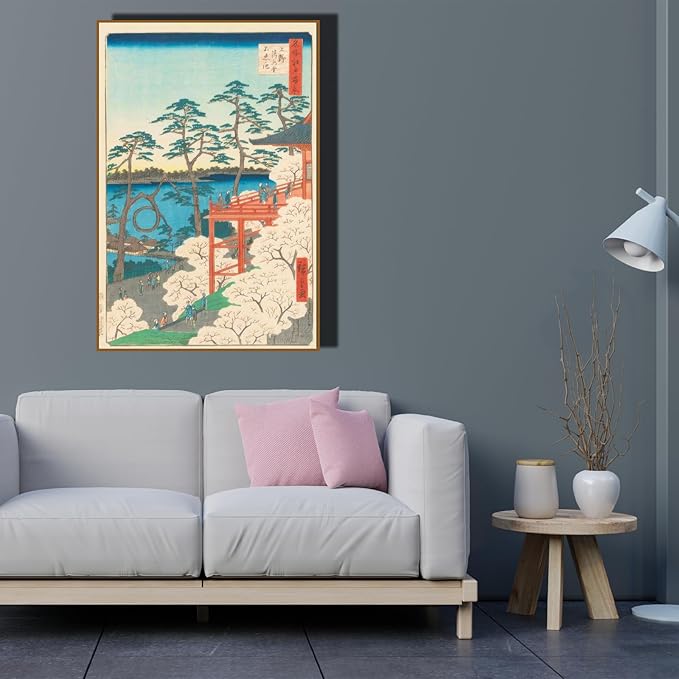 OKRA Japanese Ukiyo- Utagawa Hiroshige Canvas Wall Art - New Lakeside Painting Japanese Art Painting - Famous Art Decoration Poster - Home Decor for Bedroom Living Room - Unframed