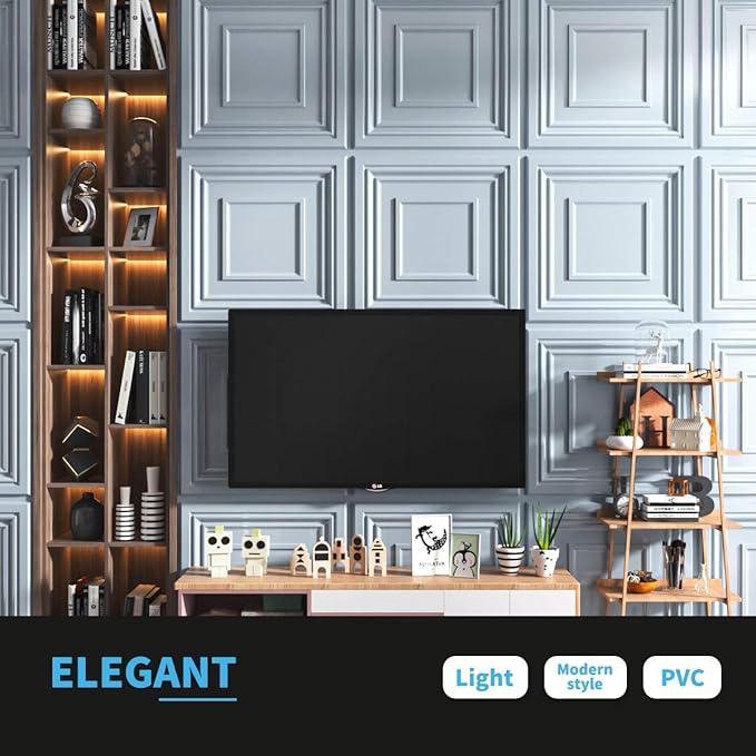 Art3d 24" x 24" (Pack Of 12) Wall Panel Square, Gray