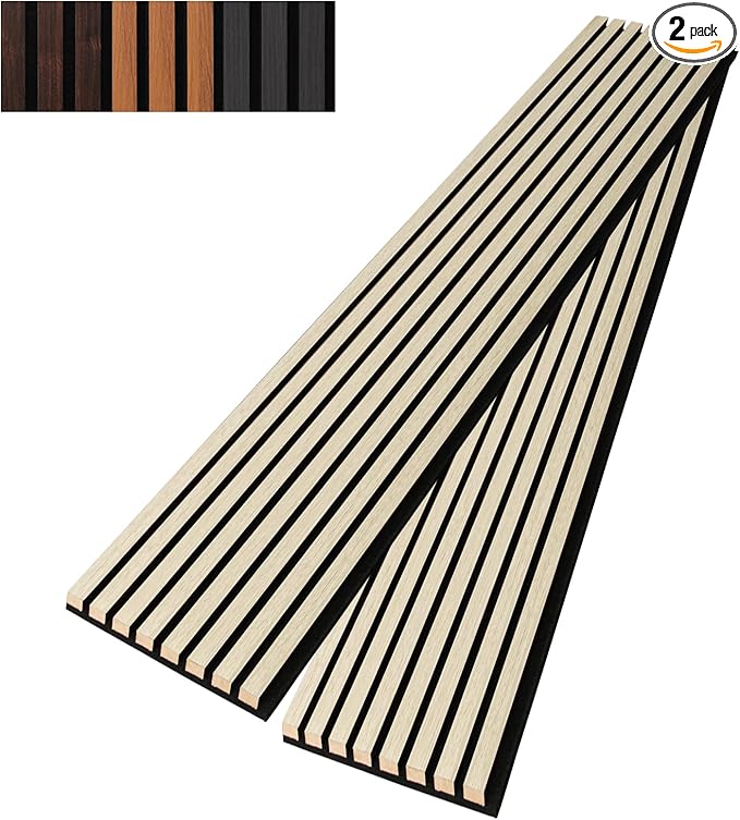 Art3dwallpanels Wood Slat Wall Panel, 108'' x 13'' Wood Panels for Wall 2 Pack 3D Soundproof Wall Panels, Large Acoustic Panels Sound Absorbing for Interior Ceiling and Wall Decor Noise Reduction,Oak