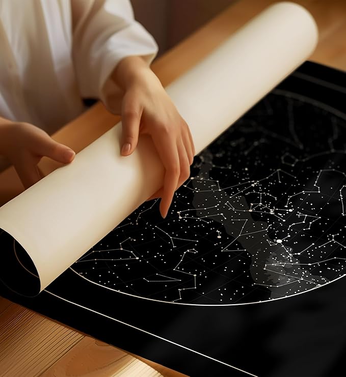 CELESTORY Custom Star Map Framed Night Sky Print Constellation Map Star Chart Gift Wall Art Poster Personalized Star Map for Specific Date Unique Gifts for Him Meaningful Gifts for Her - Pitch Black