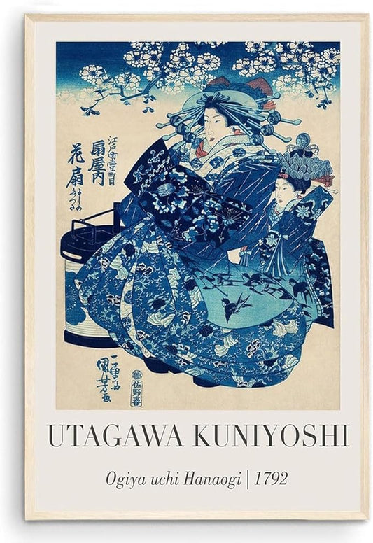 OZCONO Utagawa Kuniyoshi Japanese Art Print, Ogiya Uchi Hanaogi 1792, Unframed Gallery Quality Wall Decor (40L x 27W)