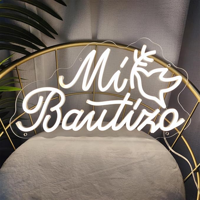 Mi Bautizo Neon Signs for Wall Decor, 20 * 10.8 inches Mi Bautizo Led Neon Light Sign perfect for Baby Birthday Decoration, Baby Shower Party, Room, Bedroom, Birthday Party, Christmas, INSNEnN