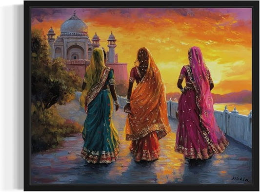 India Art Print Poster, Asia Oriental Countries Culture Wall Art Asian Paintings for Bedroom Bathroom Living Room Decor 97 (India, 11 x 14 inches, Unframed)