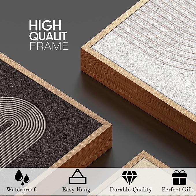 Anyzal Modern Minimalist Wall Art Large Boho Abstract Artwork Neutral Geometric Wall Decor for Living Room Bedroom Dining Room 24x36 Inch Set of 3