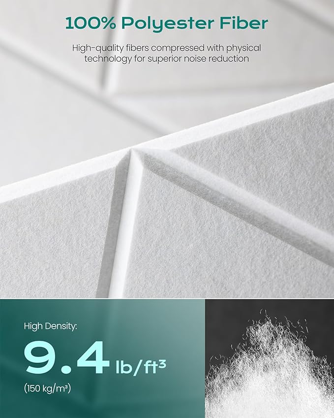 22-Pack Acoustic Panels,12"x12"x0.4" Soundproof Wall Panels, Peel & Stick Sound Proof Foam Panels for Walls, Geometric Noise Reduction Panels for Home Office,Studio (White)