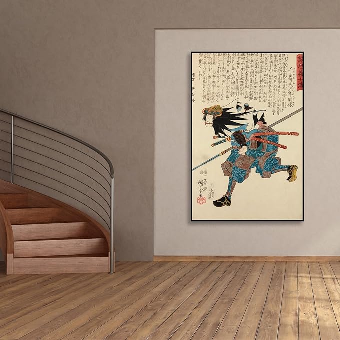 OKRA Utagawa Kuniyoshi Canvas Wall Art Senzaki Hachigoro Noriyasu Poses Poster Japanese Ukiyo-E Woodcut Art Animal Nature Landscape Poster Japanese Classic Wall Decor Unframed 20×30in/50×75cm