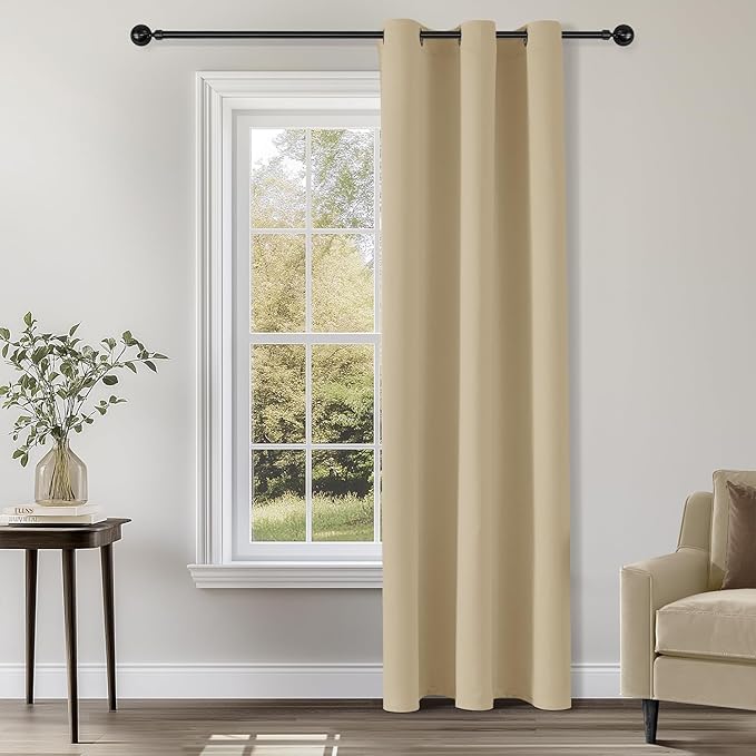 ChrisDowa Blackout Curtains 84 inches Long for Bedroom - Grommet Thermal Insulated Room Darkening Curtains for Living Room (1 Panel, Biscotti Beige, 42 x 84 Inch)