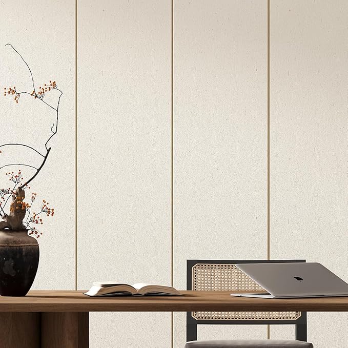 Natural White Wallpaper Grasscloth Textured Peel and Stick Wall Fabric&Wallpaper Self-Adhesive Wall Fabric&Wallpaper Removabl Easy to Clean for Bedroom,Living Room , Office. (16.5"x236.2") 1001