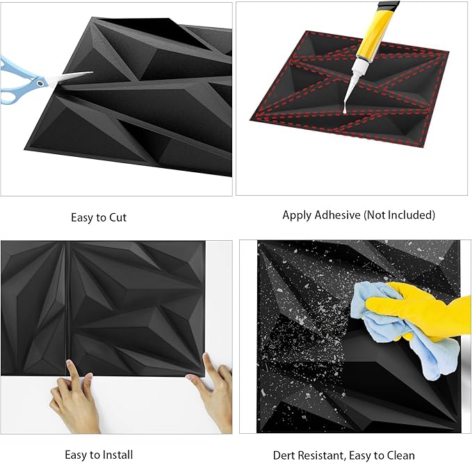 33 Pack 3D Textured Wall Panels 12x12'' – Durable PVC Wall Coverings, Easy Install & Waterproof – Modern Accent Decor for Living Room, Bedroom (Covers 33 Sq.Ft.)