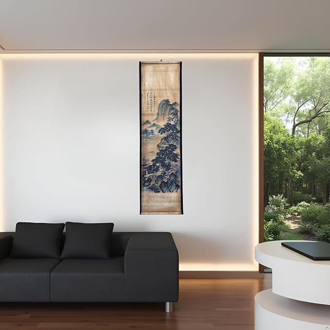 Wall Art Poster Prints Paintings, Hanging Paper Scroll Decor Oriental Spring Mountain,for Home Restaurant (I2)