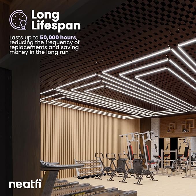 Neatfi LED Bright Garage Light, 52,800 Lumens, Ceiling Lighting for Auto Shops, Car Detailing, Gym, Basement, Warehouse, Barber and Beauty Salons (Cool White, 3 Rectangles with Hanging Kit)
