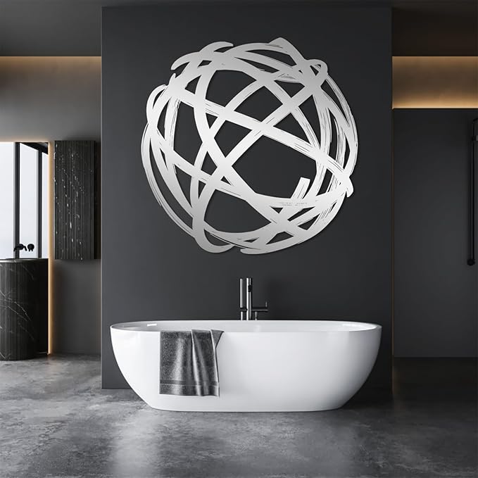 Metal Line Cricle Wall Art, Round Wall Decor, Metal Line Art Wall Decor, Abstract Art Wall Decor, Modern Minimalist Decor, Wall Art For Living Room, Housewarming Gift (Silver, 30"x30"|76x76cm)