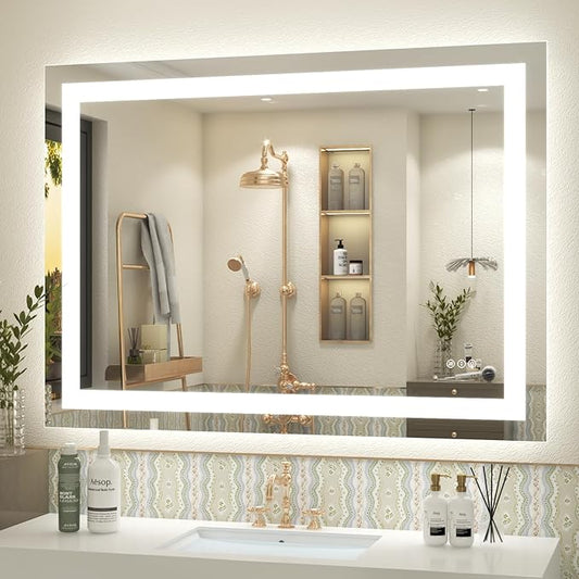40 x 30 LED Lighted Bathroom Mirror for Wall, Vanity Mirror Lights, Dimmable, Anti-Fog, Shatter-Proof, ETL Listed (Front Lit + Backlit)