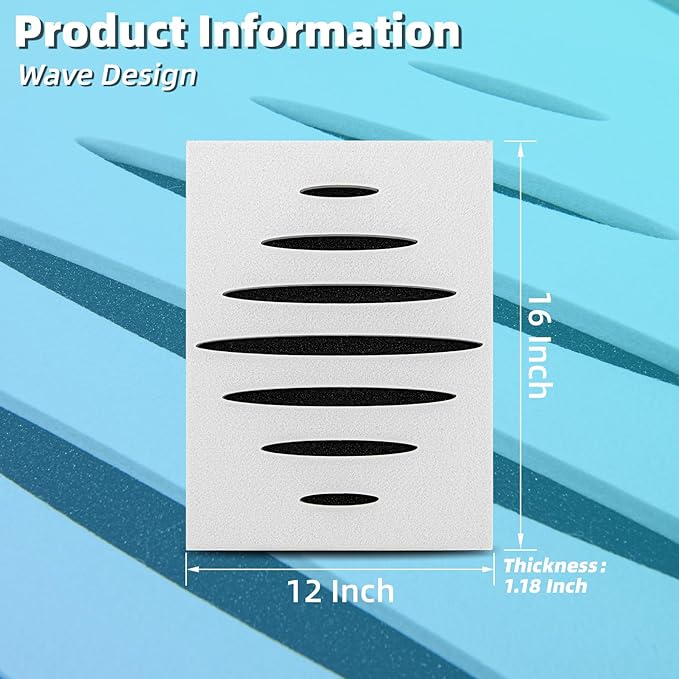 Art3d 6-Pack Self-Adhesive Soundproof Acoustic Panels for Wall, 16 x 12 Inch Wave Design Noise Block with Polyester & Foam for Bedroom Studio Office