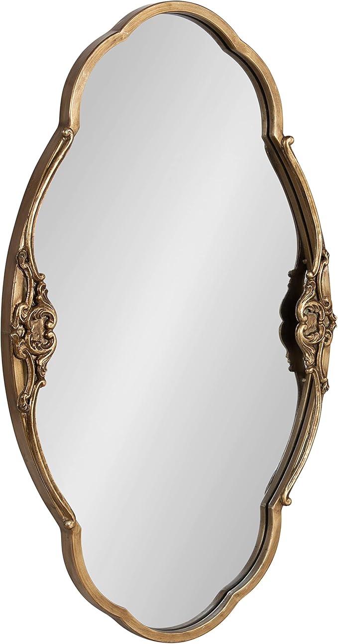 Kate and Laurel Novella Glam Ornate Mirror; 18x30; Gold; Traditional Baroque Inspired Wall Decor