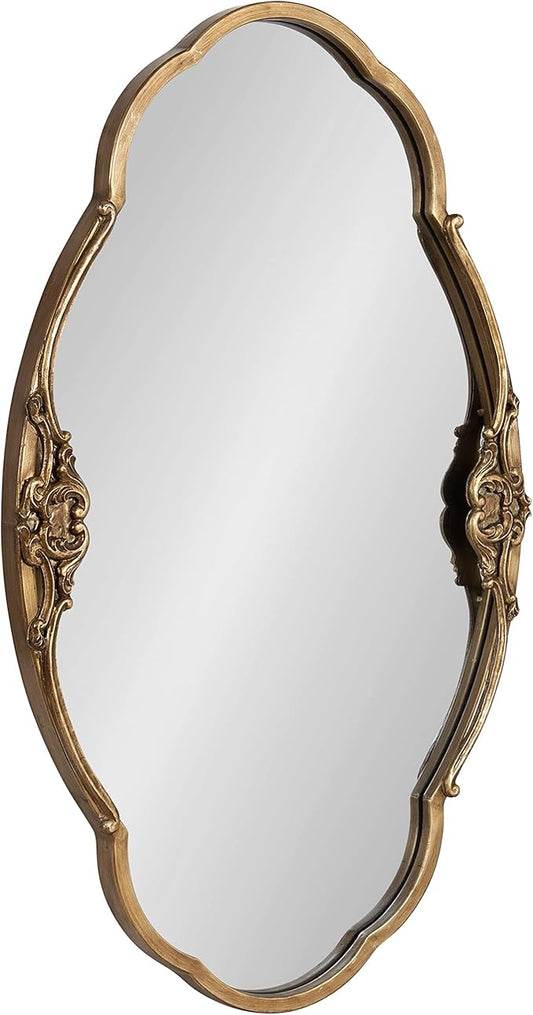 Kate and Laurel Novella Glam Ornate Mirror; 18x30; Gold; Traditional Baroque Inspired Wall Decor