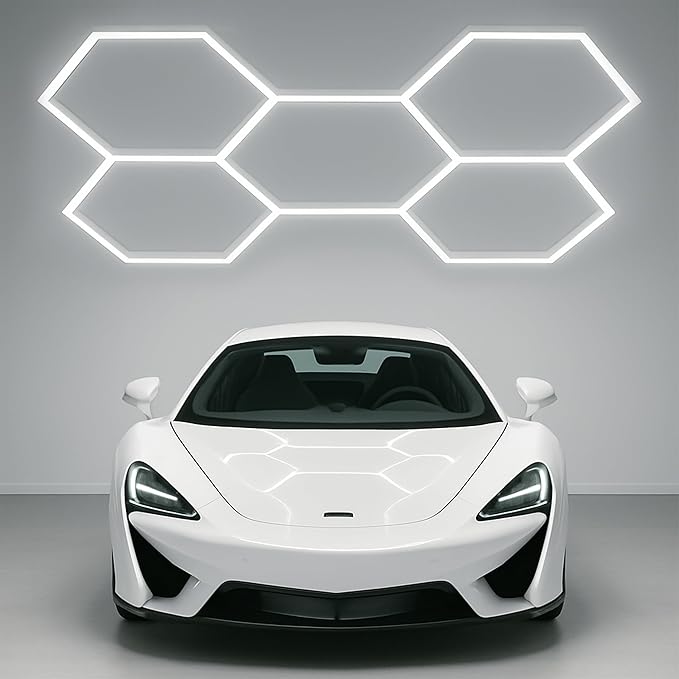 Neatfi LED Hexagon Garage Lights with 14,400 Lumens, 6500K, 192W, Hexagon Lights for Garage, Auto Shops, Car Detailing, Basements, Warehouses, Barber Shops, Beauty Salon, & Gym (5 Hex, Cool White)