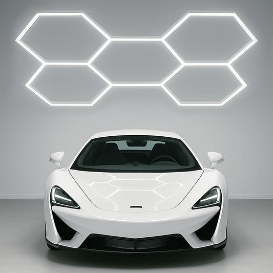 Neatfi LED Hexagon Garage Lights with 14,400 Lumens, 6500K, 192W, Hexagon Lights for Garage, Auto Shops, Car Detailing, Basements, Warehouses, Barber Shops, Beauty Salon, & Gym (5 Hex, Cool White)