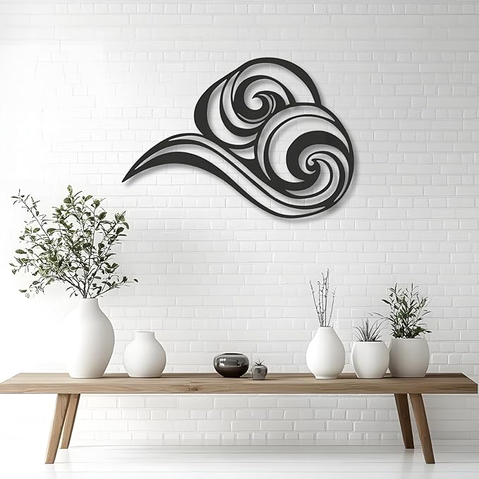 Abstract Ocean Wave Metal Wall Sculpture,Coastal Art for Coastal Spaces, Porch & Beach House Decor,Metal Wave Sculpture,Coastal Wall Art for Nautical Interiors (43" x 31" | 110 x 79cm)