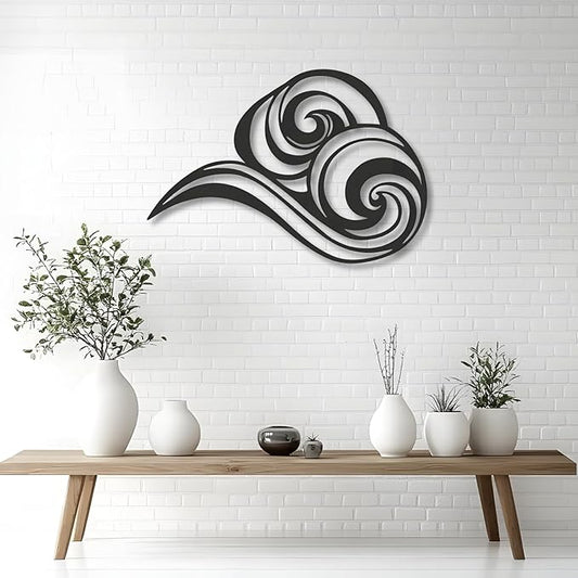 Abstract Ocean Wave Metal Wall Sculpture,Coastal Art for Coastal Spaces, Porch & Beach House Decor,Metal Wave Sculpture,Coastal Wall Art for Nautical Interiors (43" x 31" | 110 x 79cm)