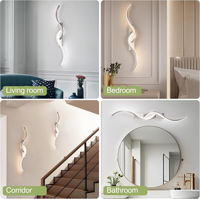 Modern Battery Operated Wall Sconces, Rechargeable Wall Sconces, 3000K-6500K LED Wireless Wall Light, Modern Wall Lamp not Hardwired for Living Room Bedroom Hallway (Nickel)