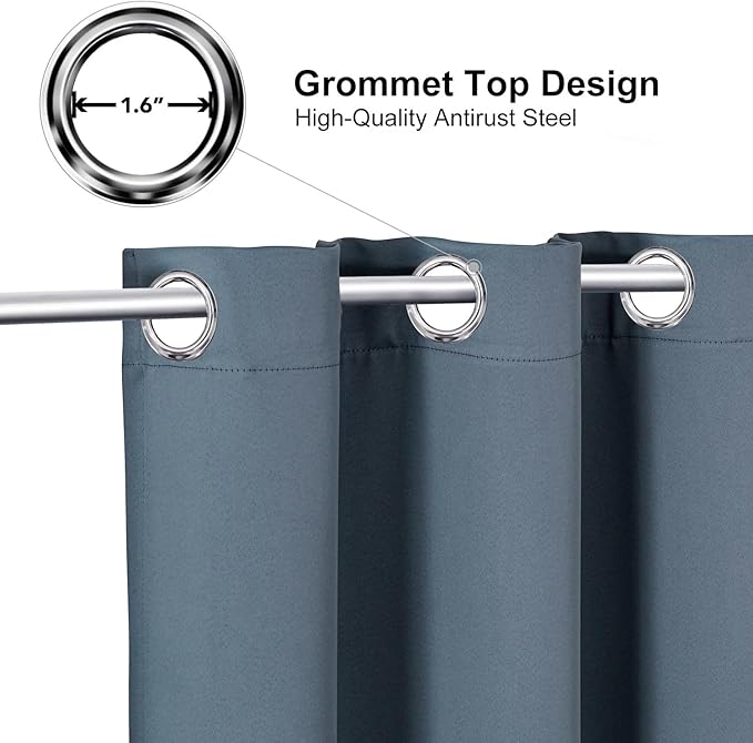 ChrisDowa Room Divider Curtain 108 Inches Long, Wide Blackout Sliding Door Curtain for Bedroom, Room Darkening Privacy Window Curtain for Patio Door (1 Panel Set, Stone Blue, 100 x 108 Inch)