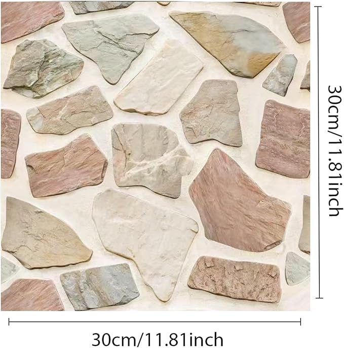 3D Wallpaper Peel and Stick, 3D Wall Panels 10PCS, Waterproof Self Adhesive Decorative 3D Brick Wall Panel Stone Wall Paneling for Living Room Bedroom kitchen Bathroom Interior wallboard (White stone)