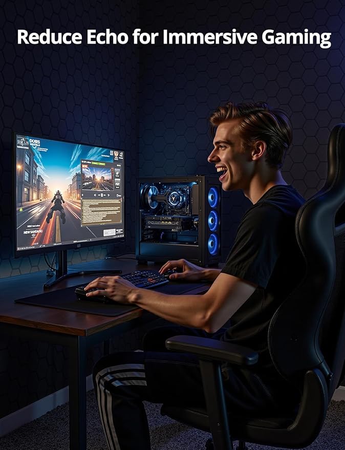 Acoustic Wall Panels Sound Absorbing, Honeycomb Self Adhesive Wall Tiles Panel, 18 Pack Decorative Hexagon Design for Studio, Home Office, Gaming Room, Acoustic Treatment, 12"x12"x0.4", Black