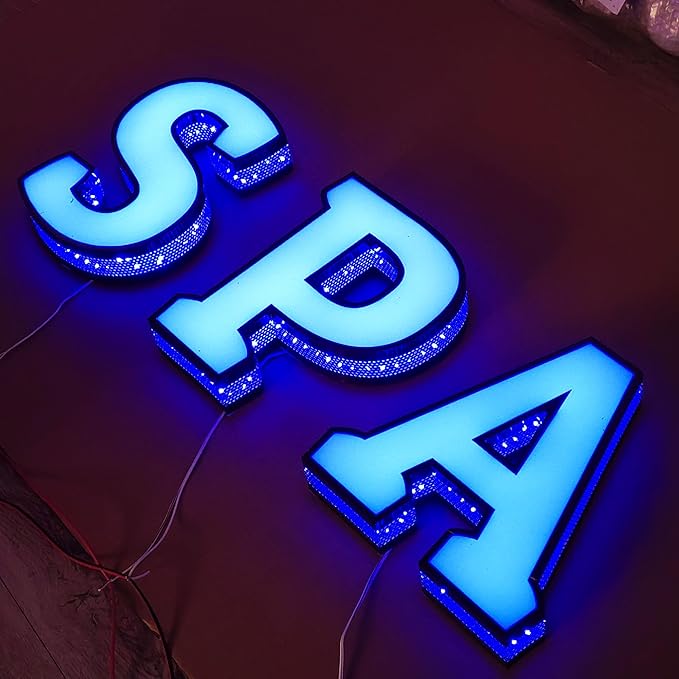 jimeiguang Custom Exterior LED Channel Letters 8 to 25 inches Tall Large Letter Bright Lighted Logo for Storefront Business Sign Building Signs (5 letters)