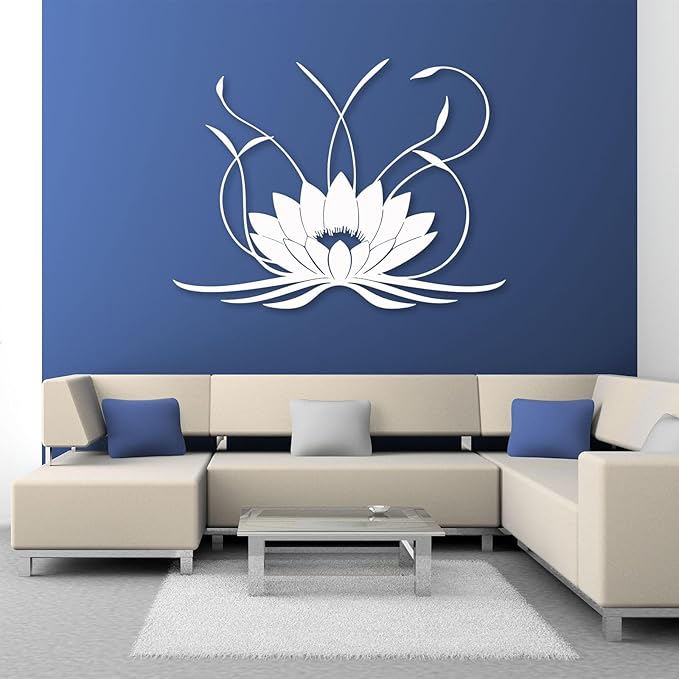 Lotus Flower Metal Wall Art, Boho Spiritual Wall Decor for Living Room (Black, 52"x39" | 133x100cm)