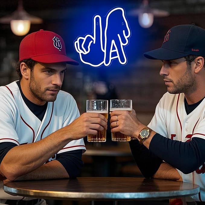 LA Baseball Neon Sign Dimmable Los Angeles Blue Gesture Neon Sign Baseball Team Neon Lights for Man Cave Garage Bar Party Dorm Game Room Wall Decor for Baseball Fans